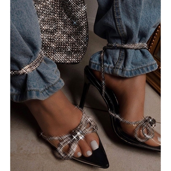 𝙍𝙀𝙎𝙏𝙊𝘾𝙆𝙀𝘿🎥💎Diamond All Over Stiletto Heel - BLACK - Picture 5 of 13